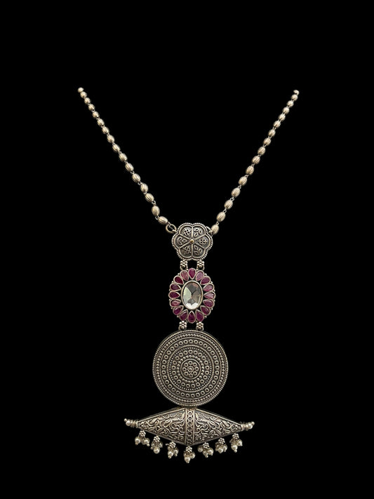 Long oxodised set with earrings