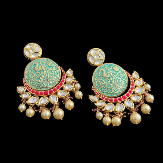 Hand painted Polki earrings