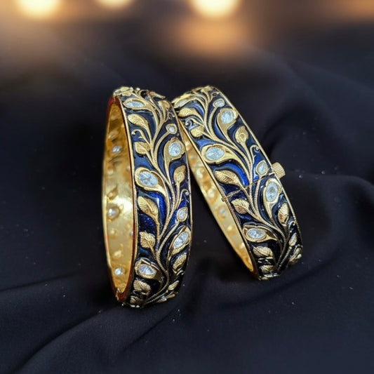 Polki openable Meena bangle