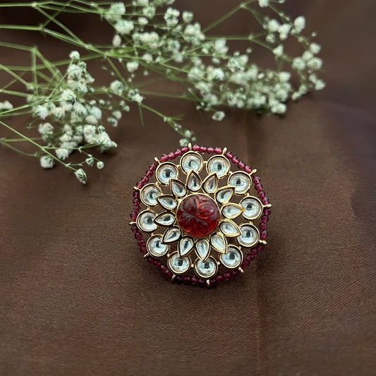 Ruby Polki Ring, Adjustable Size