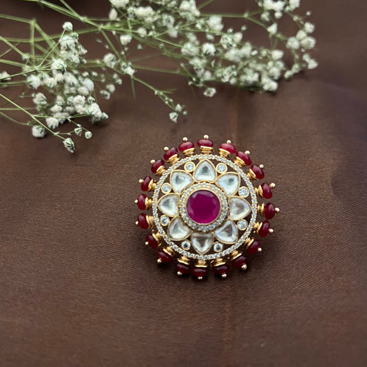 Ruby Polki Ring, Adjustable Size