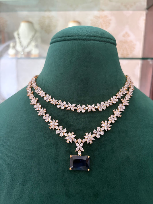 Maxima double layer Cz stone necklace