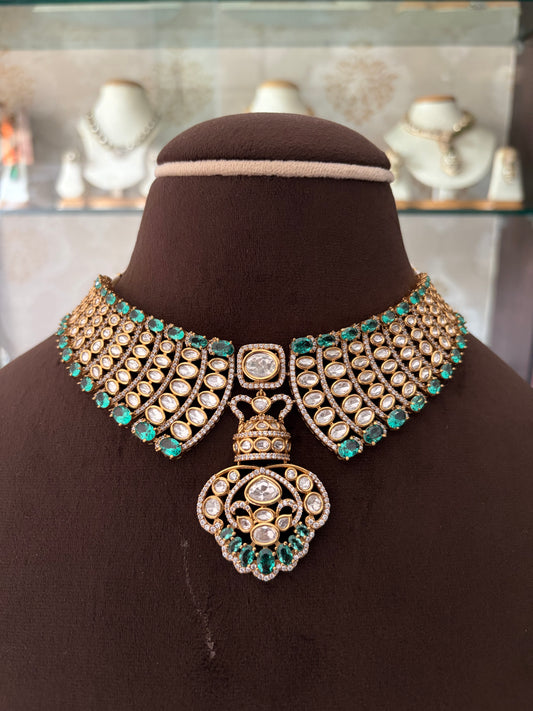 NP(3741)Akshara Polki designer necklace set