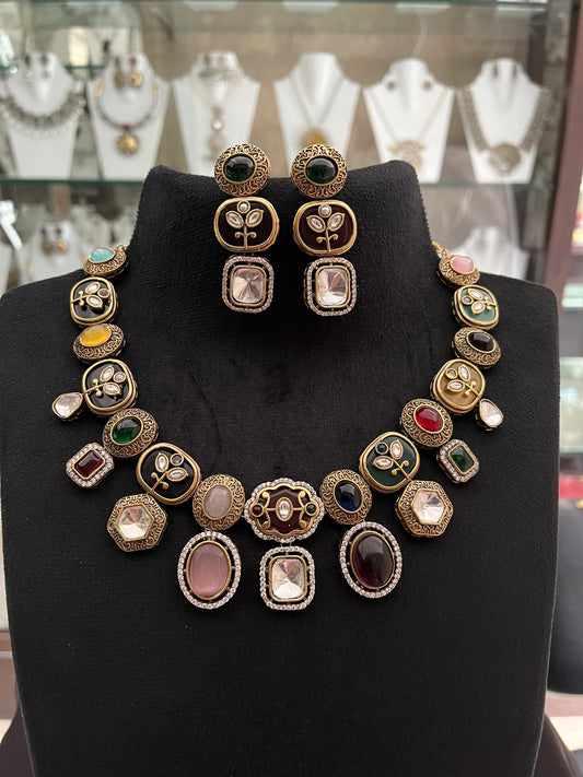 Navratna Necklace Set