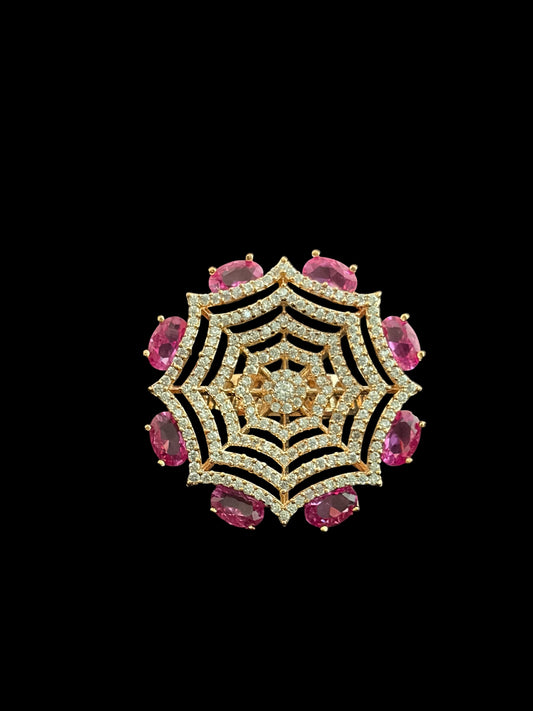 Ruby coloured adjustable ring