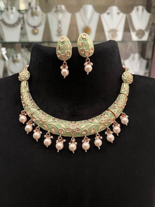 Polki hasli with Pearl drops