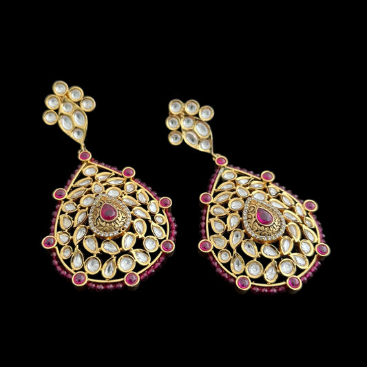 Hanging polki earrings