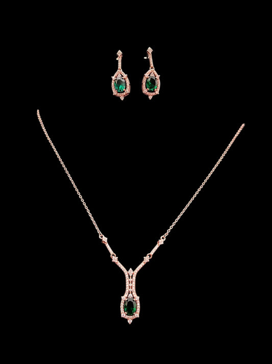 925 silver rose gold pendant set with emerald