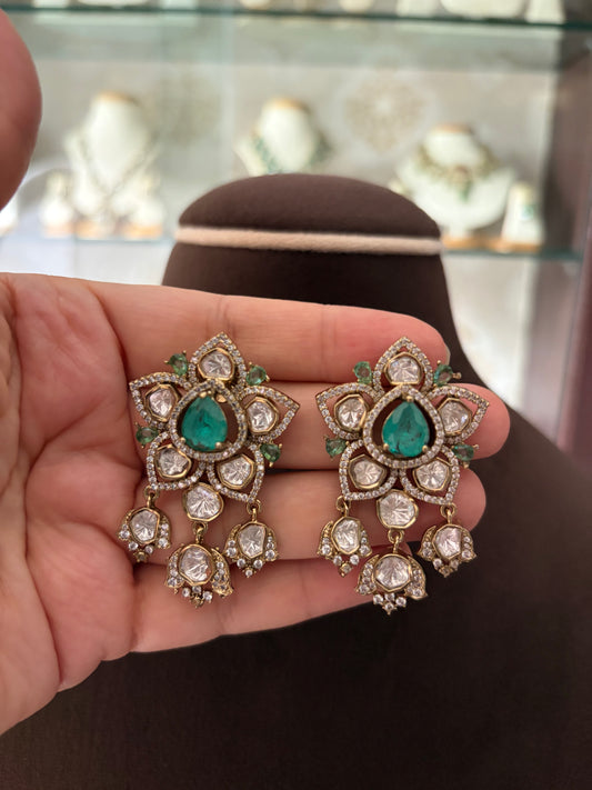CD(1077)Zara antique moissanite necklace set