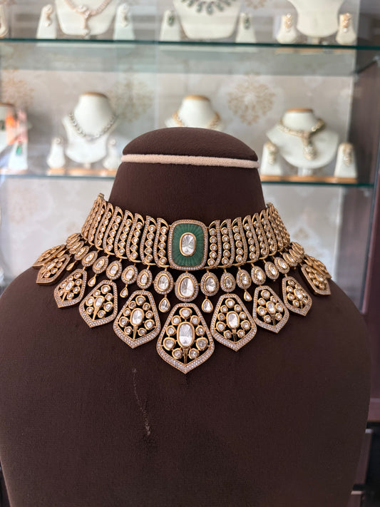 MP(2763)Tanvi antique necklace with heritage stone
