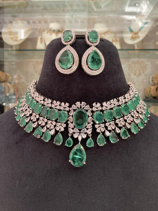 Cz emerald collar Necklace