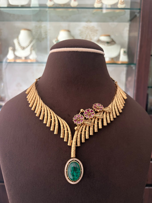 CH(822)Zenobia lazer design necklace set