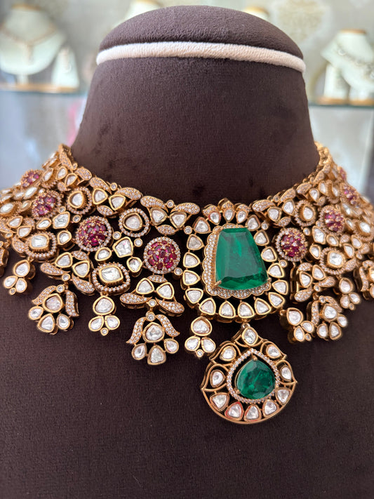 RD(2318)Rajmata Polki necklace with doublet stone