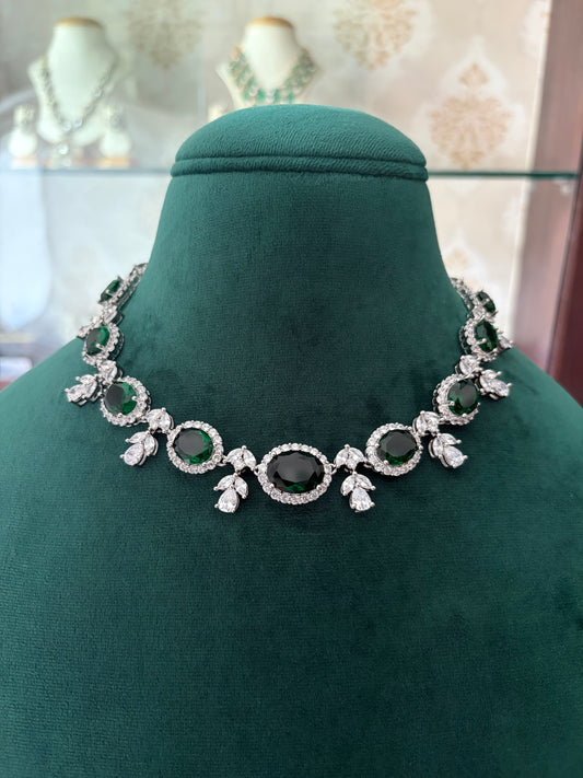Tarabai AD necklace with emerald coloured stones