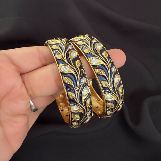 Polki openable Meena bangle