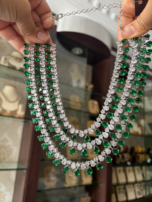 Camilla triple layer Cz stone necklace set