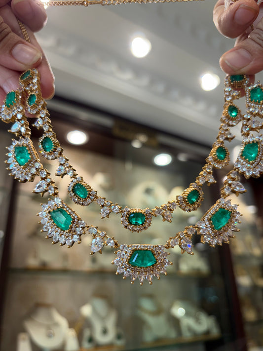 CH(1061)Double Layer CZ necklace