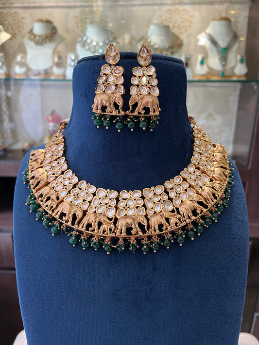 Polki Elephant Necklace