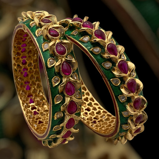 Meena Kari Ruby Bangles, Green