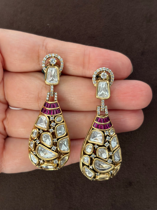 CH(423)Reina uncut Polki Earrings