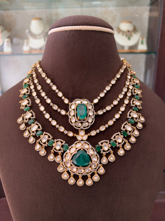 AR(2373)Meera layering Polki necklace set
