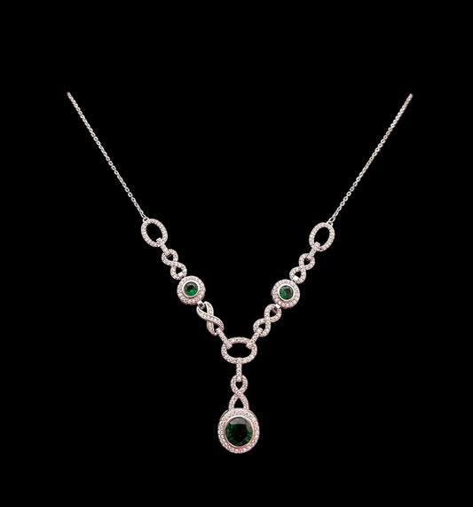 Elegant 925 silver hallmark pendant set with emerald
