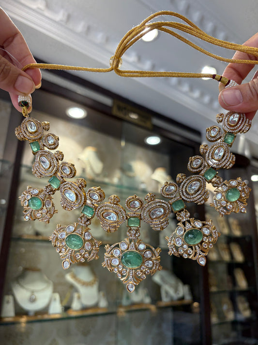 Gold look Polki necklace