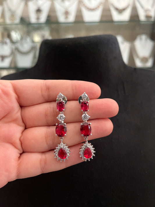 CZ necklace with ruby coloured stone