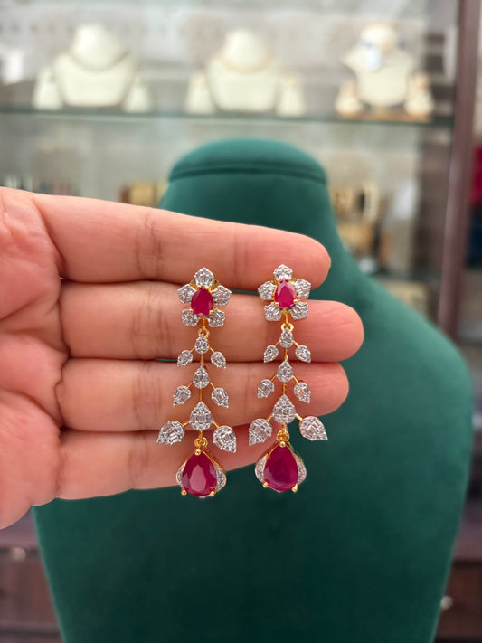 AD leaf necklace with CZ stones