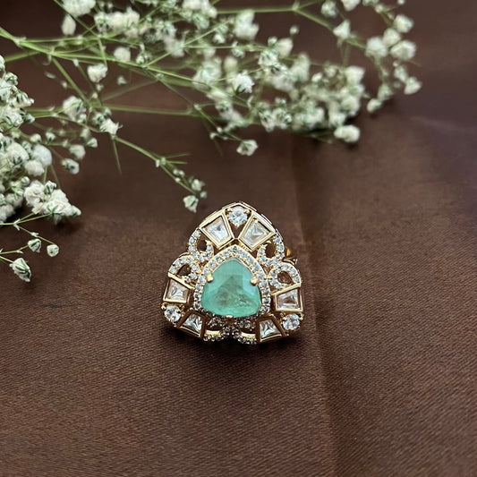 Polki Mint Ring, Adjustable Size