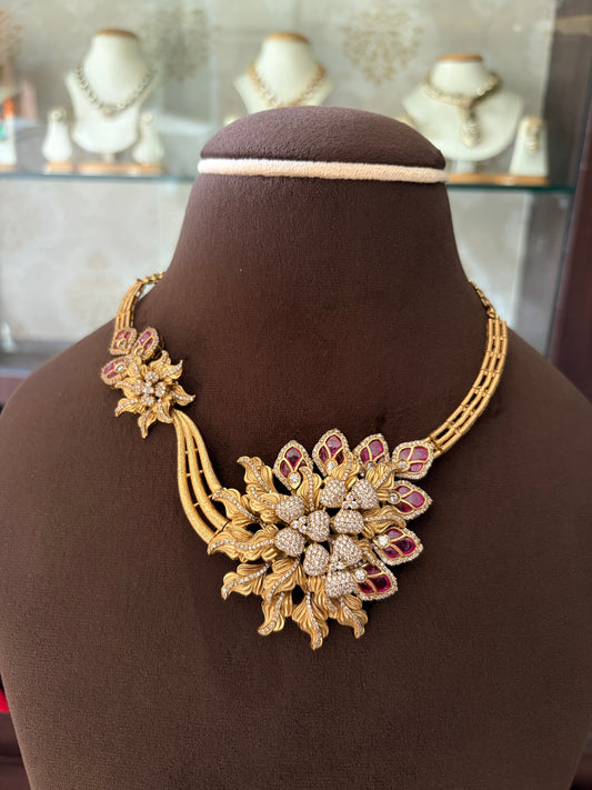 CH(950)Ragini antique gold designer necklace set