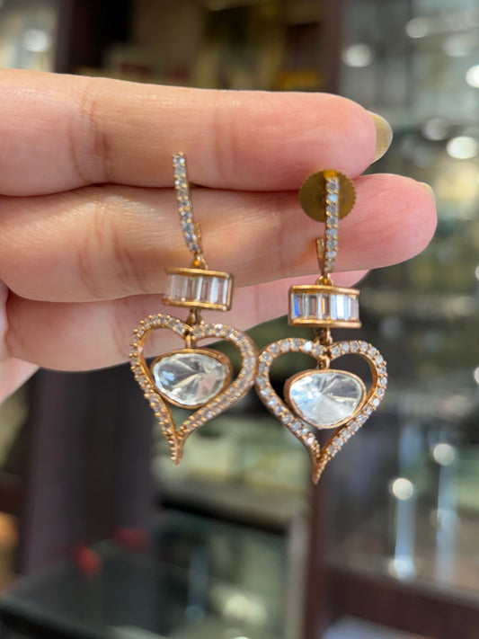 CD(113)Heart Polki earrings