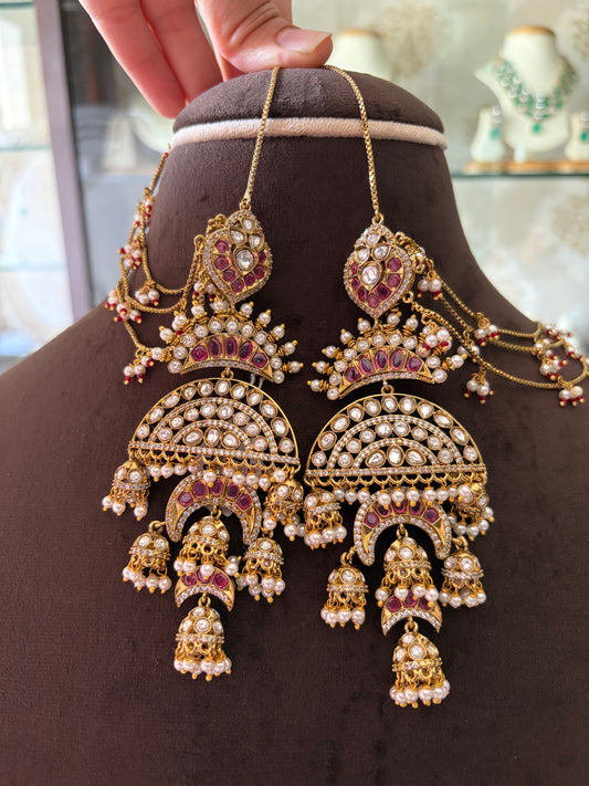 Ms(838)Mathilde statement earrings with ear chain