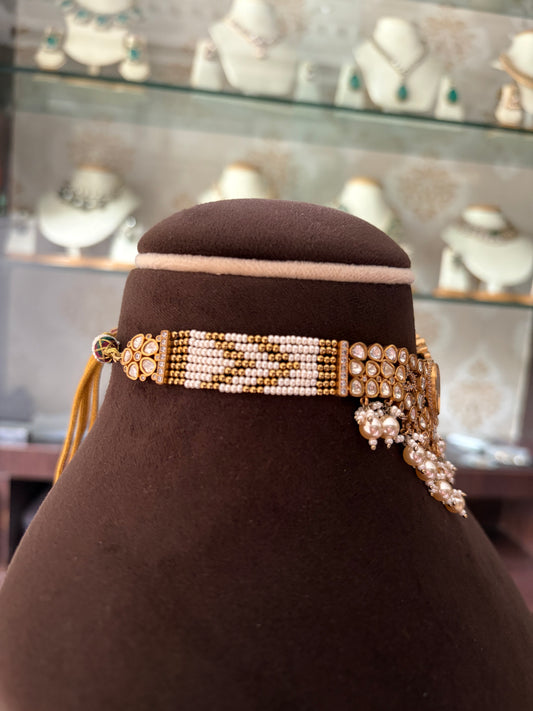 AR(1631)Cathrine gold plated moissanite choker