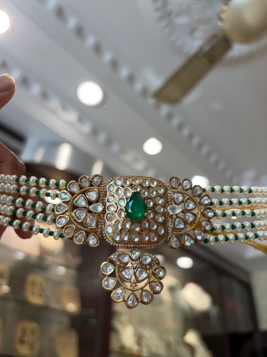 Antique gold finish emerald choker