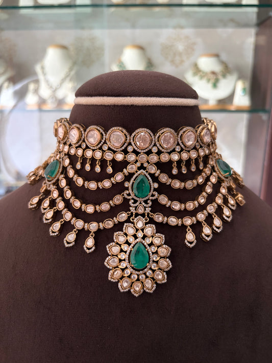 MS(2893)Sharvani moissanite necklace set