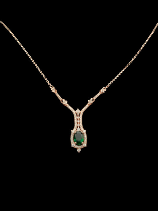 925 silver rose gold pendant set with emerald