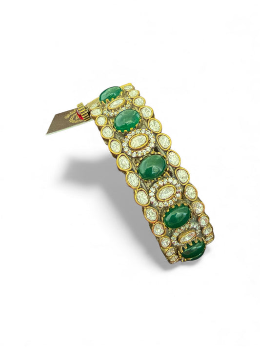 Antique finish openable polki bangle