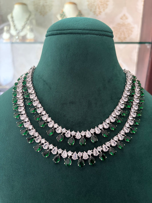 SJ(600)Camilla double layer Cz stone necklace