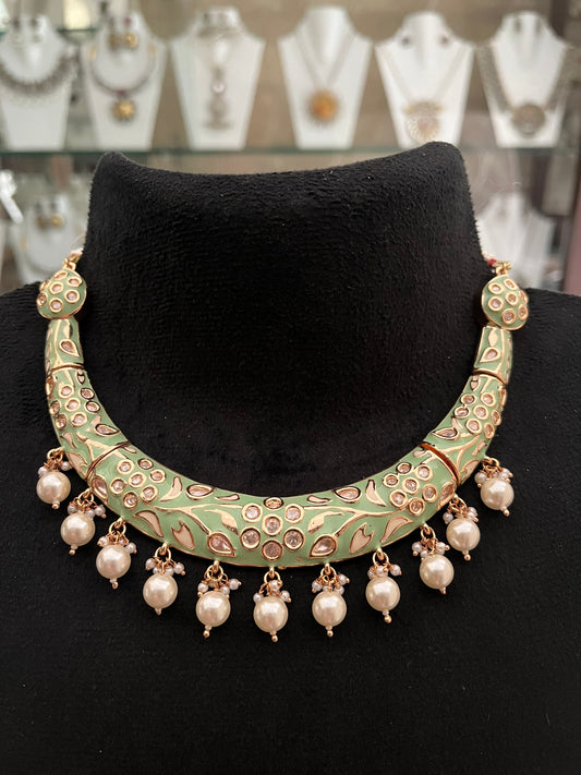 Polki hasli with Pearl drops