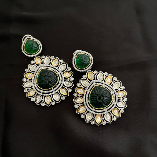 Carving stone earrings