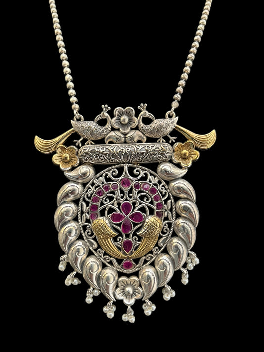 Oxidise pendant set with long chain