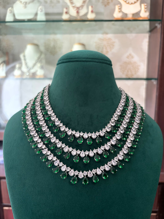 SJ(834)Camilla triple layer Cz stone necklace set
