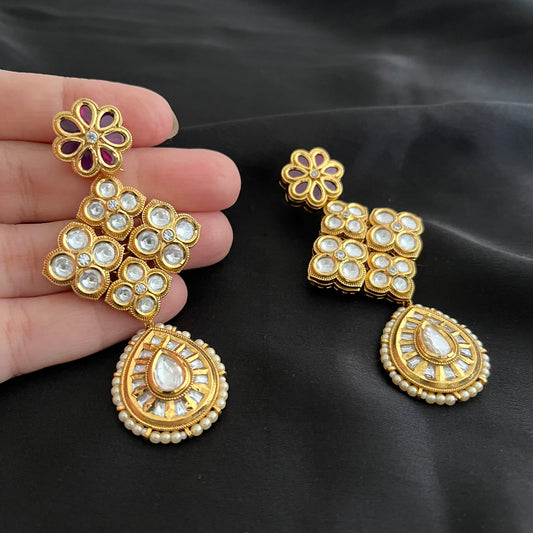 Gold look polki earrings