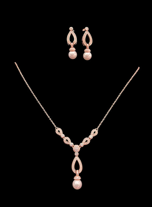 925 silver rose gold pendant set