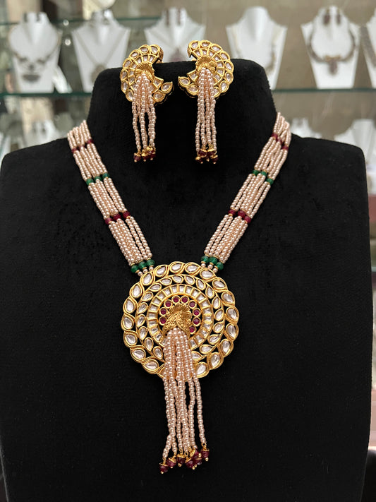 Kundan Necklace with Pearl Mala
