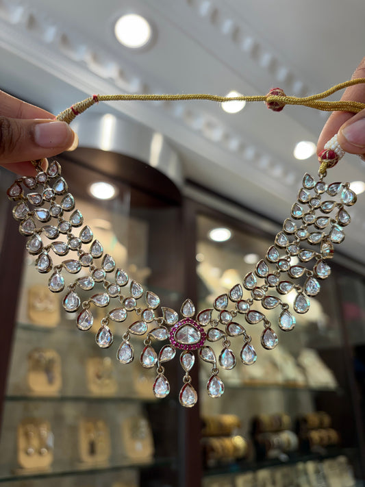 Antique finish polki necklace