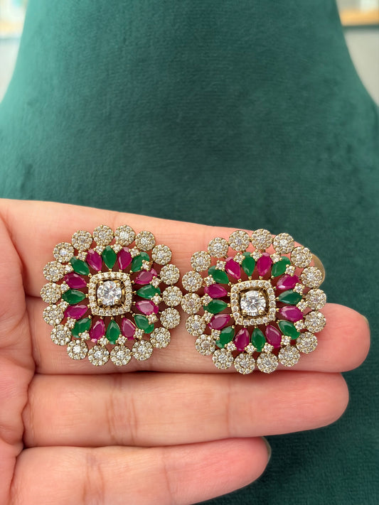 TJ(995)Yamini antique Multi colour AD necklace
