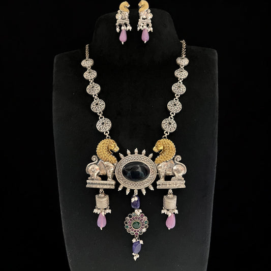 Oxidised long Necklace set