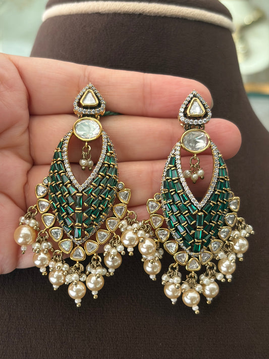 CH(676)Nitya antique finish Polki Earrings